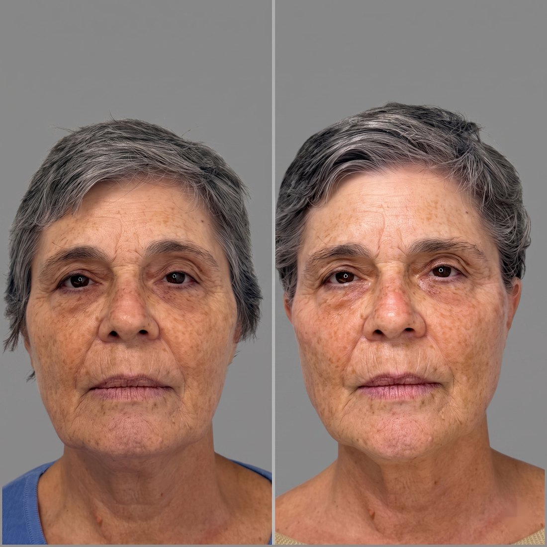 Antes y después de tratamiento facial completo — bioestimulador y ácido hialurónico